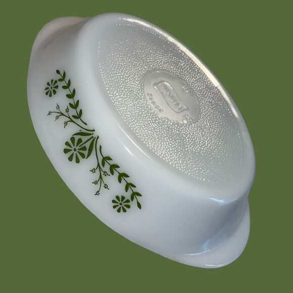 Vintage Jeannette Milk Glass Daisy Days Glasbake Divided Casserole Dish Oval - Picture 5 of 5